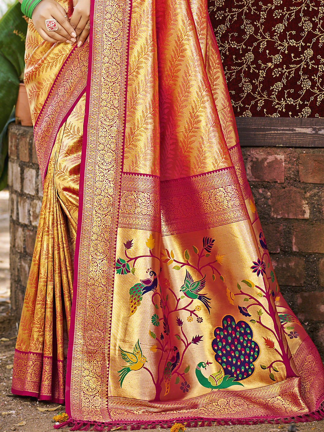 Yellow Kanjivaram Silk Saree With Minimalist Elegance and Classy Drape