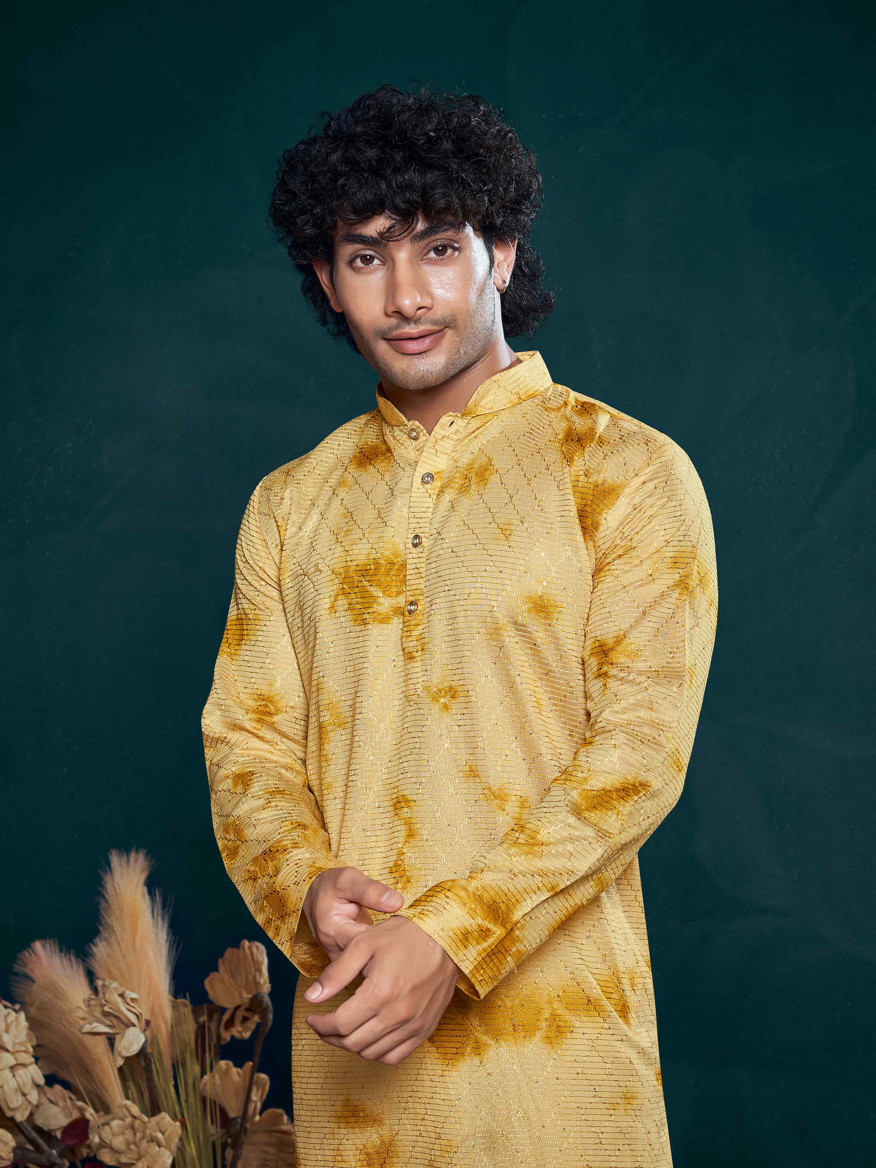 Yellow Kurta Payjama with Sequins Work – Bright and Trendy