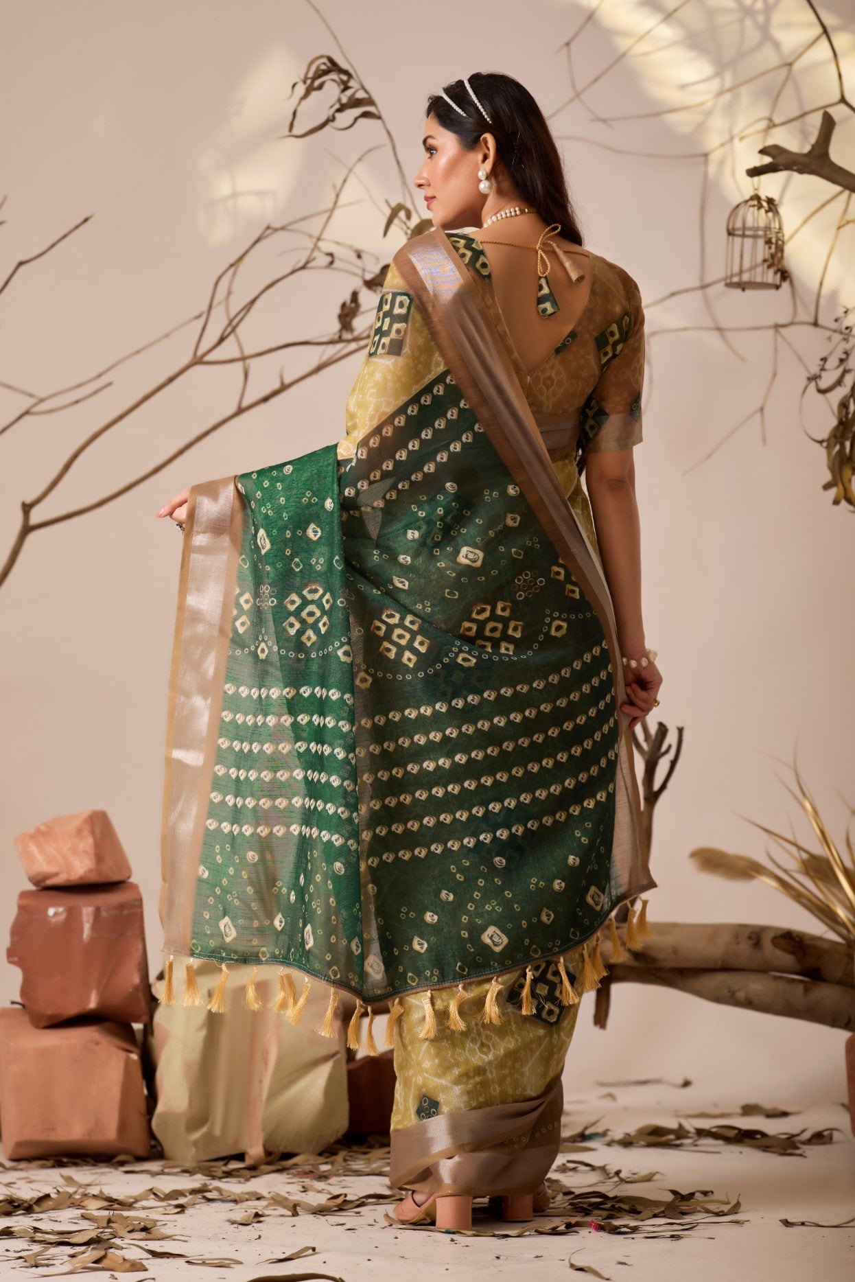 Yellow Linen Cotton Saree With Digital Printed Festive Traditional Saree