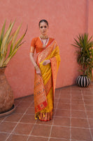 Yellow Paithani Silk Saree with Paithani Pallu and Zari Butti