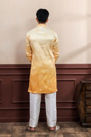 Yellow Partywear Kurta Pajama with Designer Embroidery