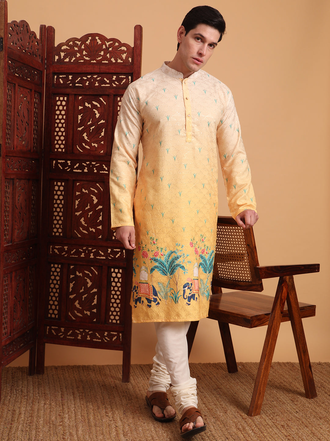 Yellow Traditional Kurta for Ceremonial Looks