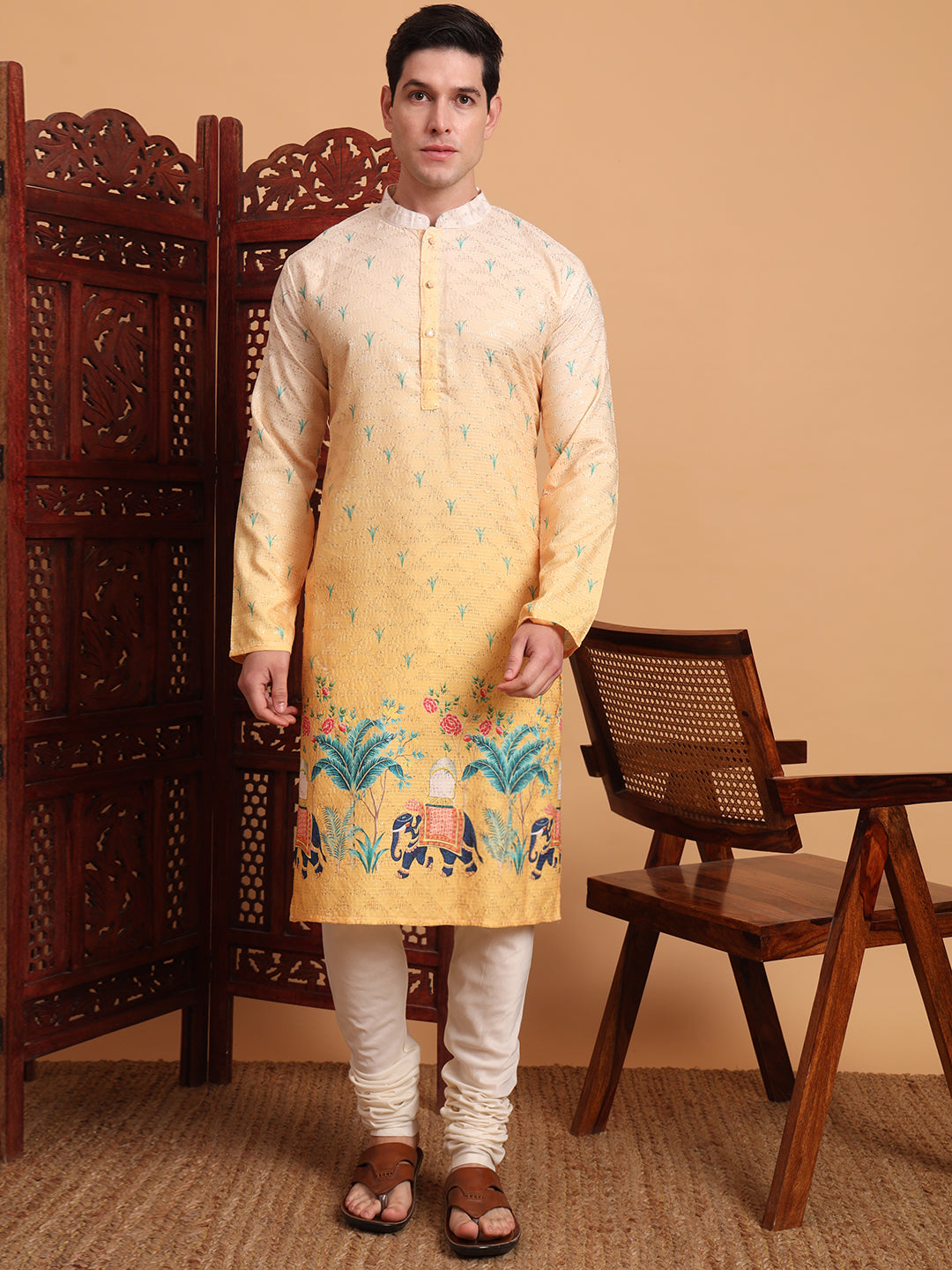 Yellow Traditional Kurta for Ceremonial Looks