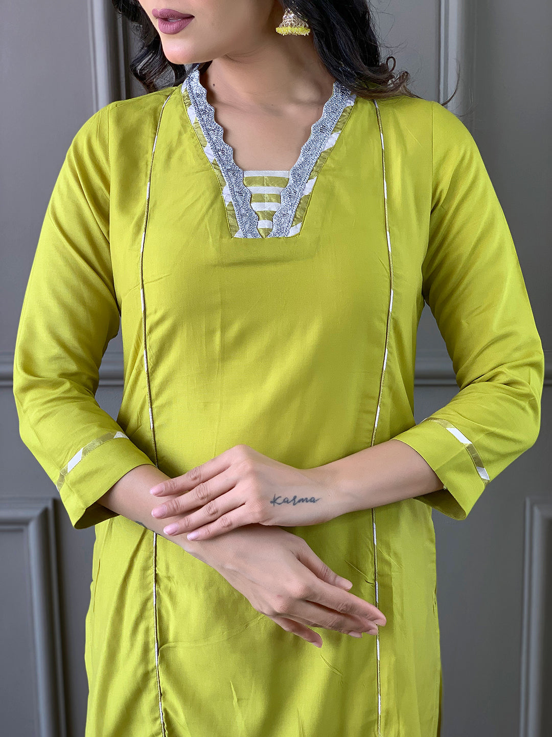 Yellow Viscose Elegant Kurta Pant Set With Embroidery Work